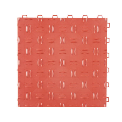 VEVOR Garage Tiles Interlocking, 12 x 12 x 0.53 inch 25 Pack Garage Floor Covering Tiles, Non-Slip Double-Sided Texture Garage Flooring Tiles, for Garages, Basements, Repair Shops, Red