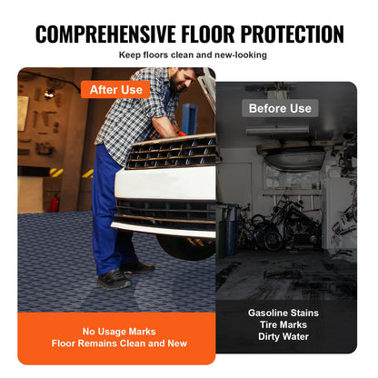 VEVOR Garage Tiles Interlocking, 12 x 12 x 0.53 inch 50 Pack Garage Floor Covering Tiles, Non-Slip Double-Sided Texture Garage Flooring Tiles, for Garages, Basements, Repair Shops, Graphite Gray