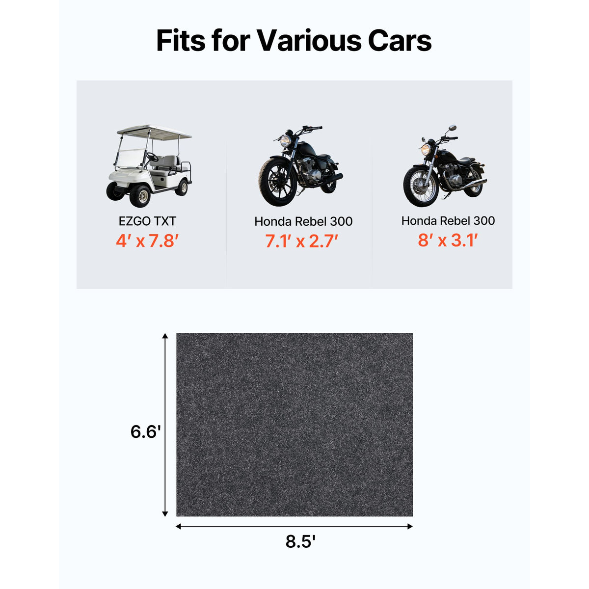 Waterproof Garage Floor Mat for Under Car, Non-slip 2 x 2.6 M Compact Size Heavy Duty Containment Mat, Protects Garage Floor from Water, Mud and Oil, For Garages,Greenhouses,Entrance