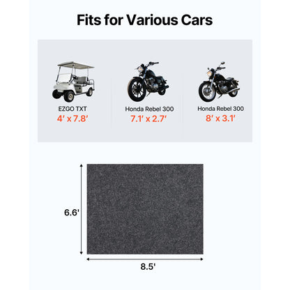 Waterproof Garage Floor Mat for Under Car, Non-slip 2 x 2.6 M Compact Size Heavy Duty Containment Mat, Protects Garage Floor from Water, Mud and Oil, For Garages,Greenhouses,Entrance