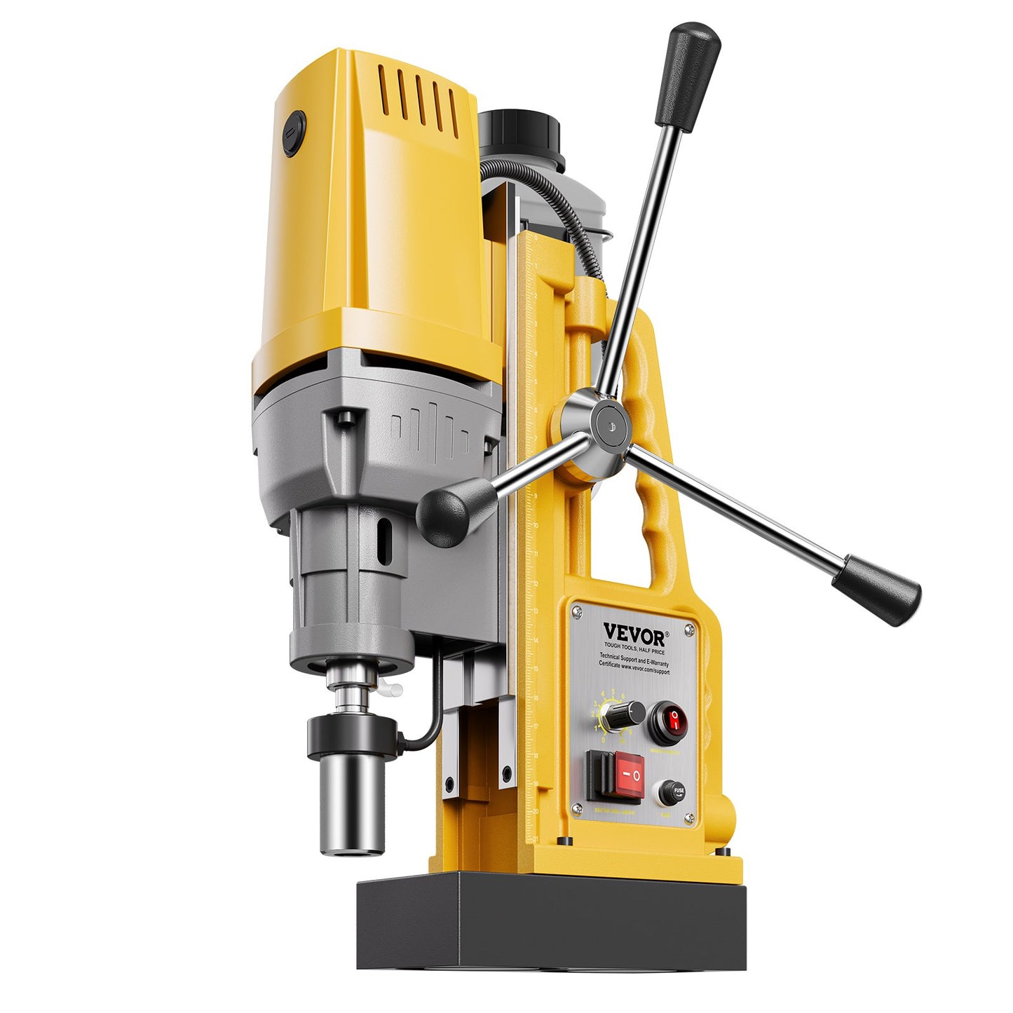 Magnetic Drill, 1400W Motor 2 in Boring Diameter, 2922 lbf Portable Electric Mag Drill Press, 0-750 RPM Variable Speed, Drilling Machine for Metal Surface, Industrial and Home Improvement