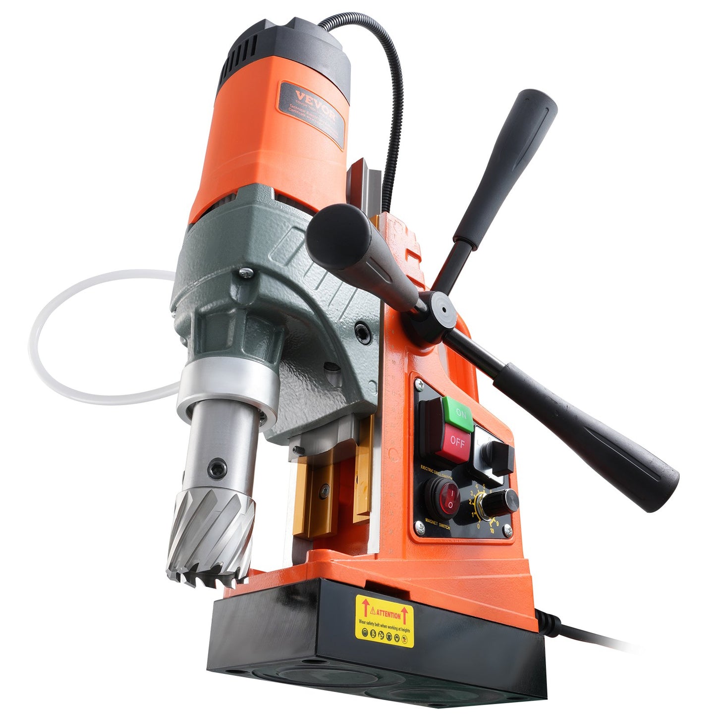 Magnetic Drill, 1450W Motor 1.6 in Boring Diameter, 2810 lbf Portable Electric Mag Drill Press, with 2 Coring Bits, Variable Speed, Drilling Machine for Metal Surface, Home Improvement Industry