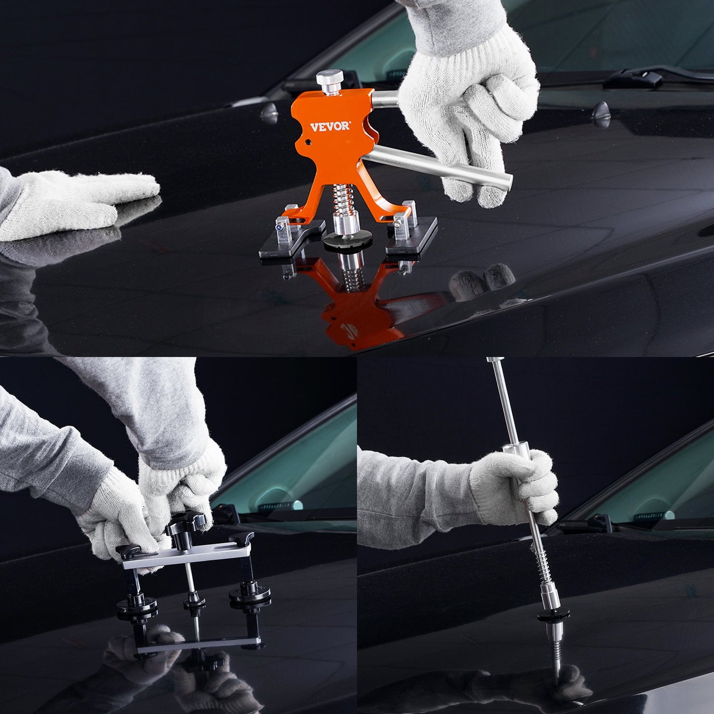 VEVOR 69 PCS Dent Repair Kit, Auto Car Body Paintless Dent Removal Tool Kit, Golden Lifter, Bridge Puller, Slide Hammer Tool Kit for Automobile Body, Washing Machine, Refrigerator