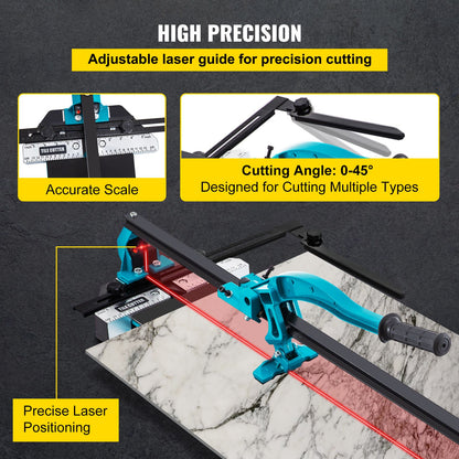 Tile Cutter 47in Cutting Tool w/ Laser Guide Single Rail Double Brackets