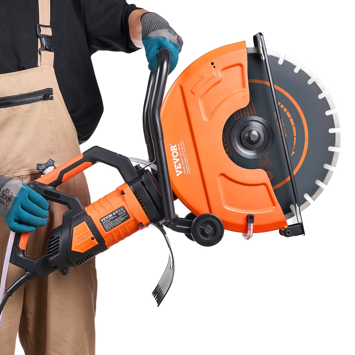 Electric Concrete Saw, 16 in, 2800 W 15 A Motor Circular Saw Cutter with Max. 6 in Adjustable Cutting Depth, Wet Disk Saw Cutter Includes Water Line, Pump and Blade, for Stone, Brick