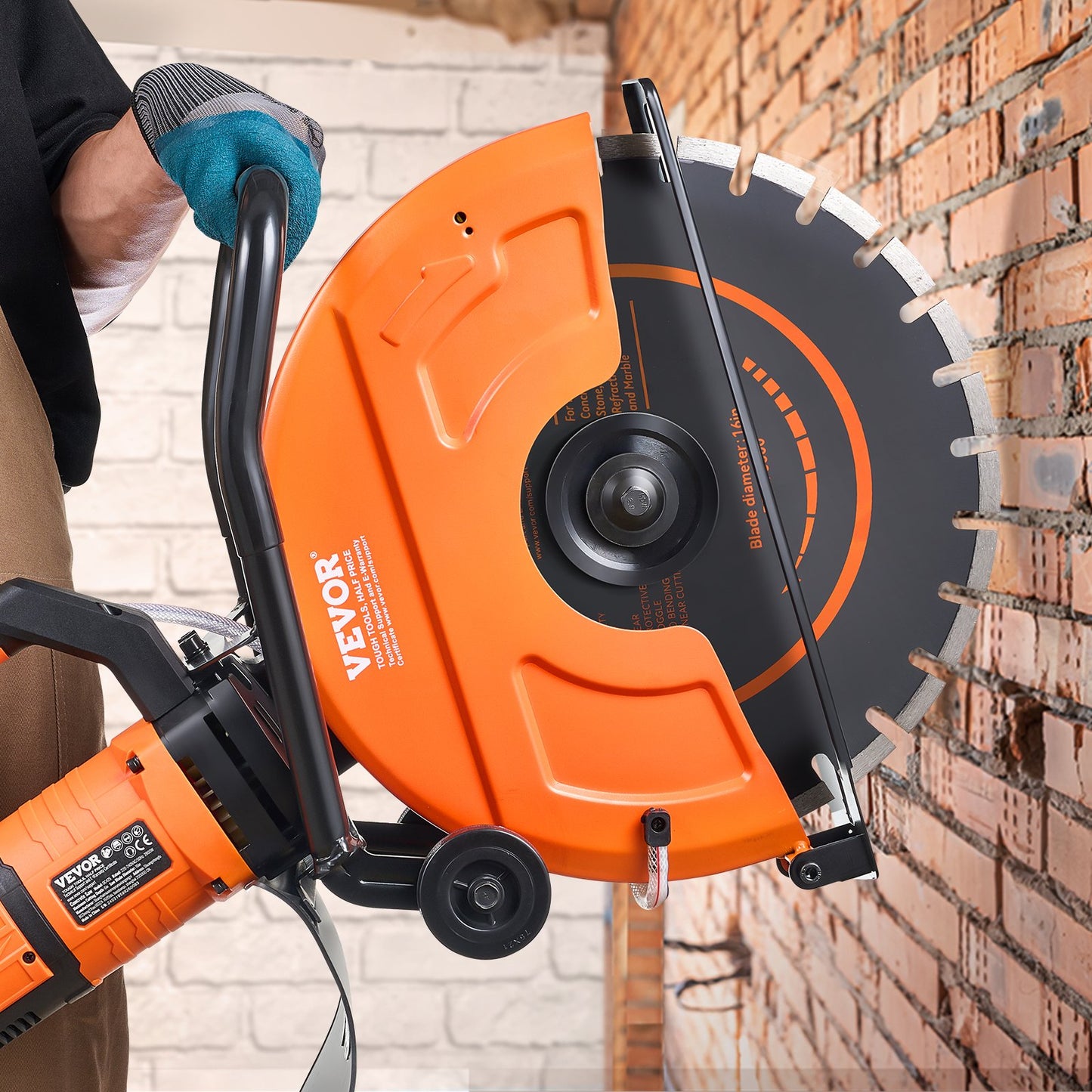 Electric Concrete Saw, 16 in, 2800 W 15 A Motor Circular Saw Cutter with Max. 6 in Adjustable Cutting Depth, Wet Disk Saw Cutter Includes Water Line, Pump and Blade, for Stone, Brick