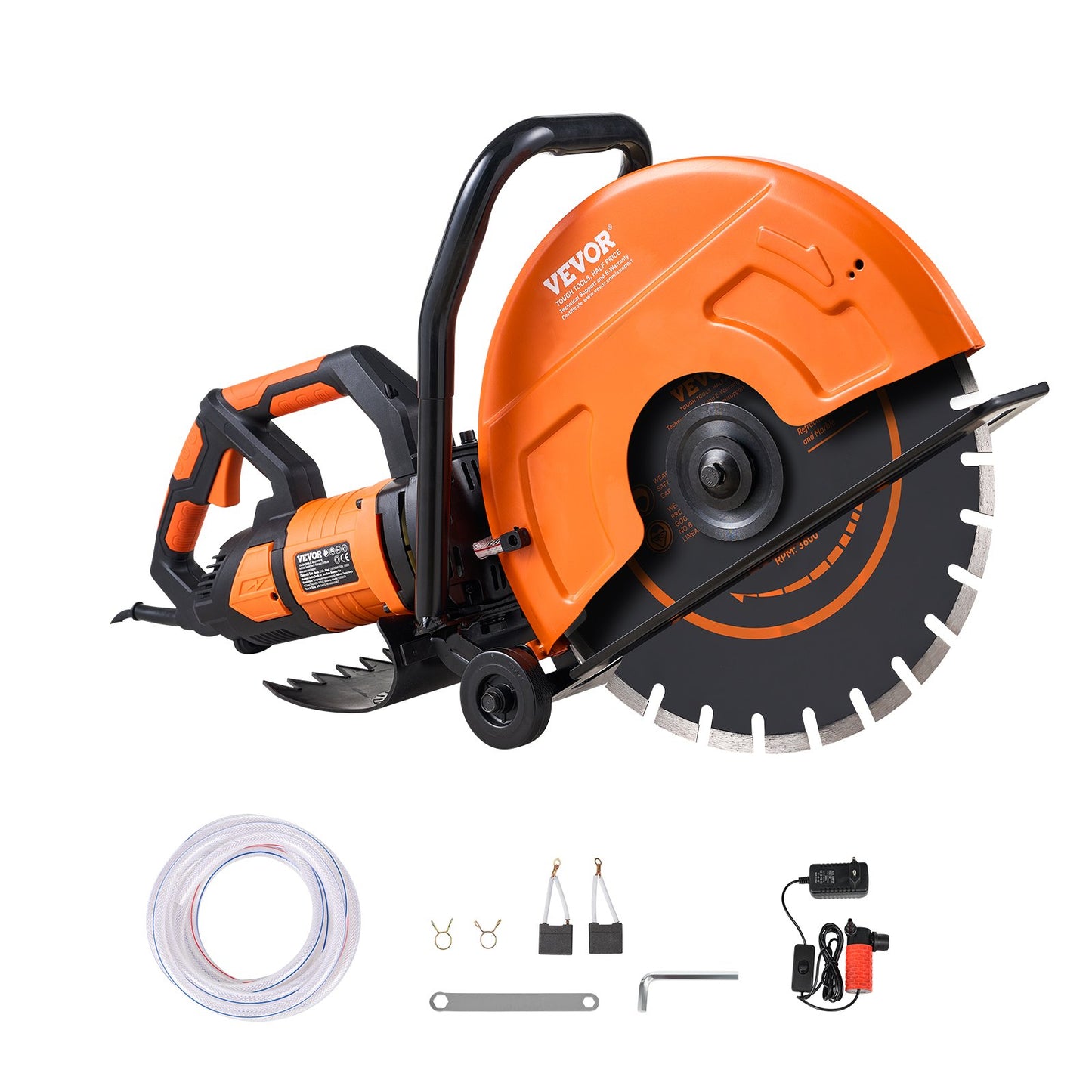 Electric Concrete Saw, 16 in, 2800 W 15 A Motor Circular Saw Cutter with Max. 6 in Adjustable Cutting Depth, Wet Disk Saw Cutter Includes Water Line, Pump and Blade, for Stone, Brick