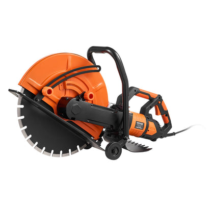 Electric Concrete Saw, 16 in, 2800 W 15 A Motor Circular Saw Cutter with Max. 6 in Adjustable Cutting Depth, Wet Disk Saw Cutter Includes Water Line, Pump and Blade, for Stone, Brick