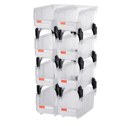 VEVOR Plastic Stackable Storage Bins, 27.6 x 14 x 13 cm (8 Pack), Plastic Containers for Organizing & Storage Bins for Closet, Garage, Small Parts, Office Supplies, Other Accessories, Transparent