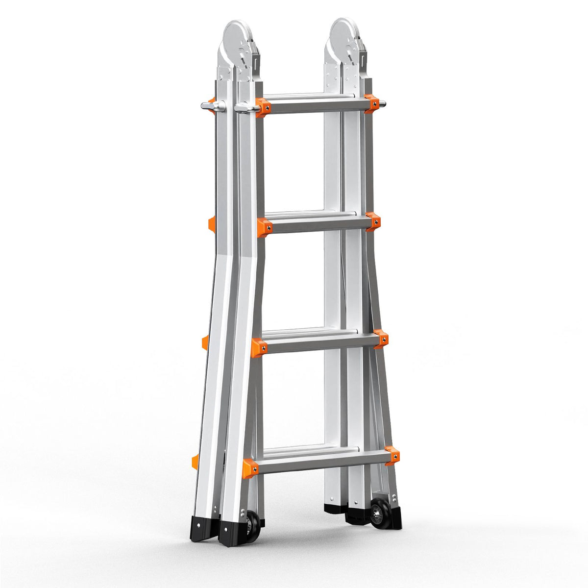 Telescoping Ladder A Frame, 13 FT Compact Aluminum Extension Ladder, Multi-Function Portable Collapsible RV Ladder, Telescopic Ladder for Homework Stairs Indoor Outdoor Roof, 330lb Load
