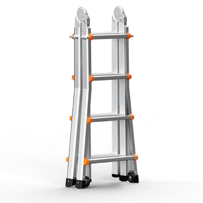 Telescoping Ladder A Frame, 13 FT Compact Aluminum Extension Ladder, Multi-Function Portable Collapsible RV Ladder, Telescopic Ladder for Homework Stairs Indoor Outdoor Roof, 330lb Load