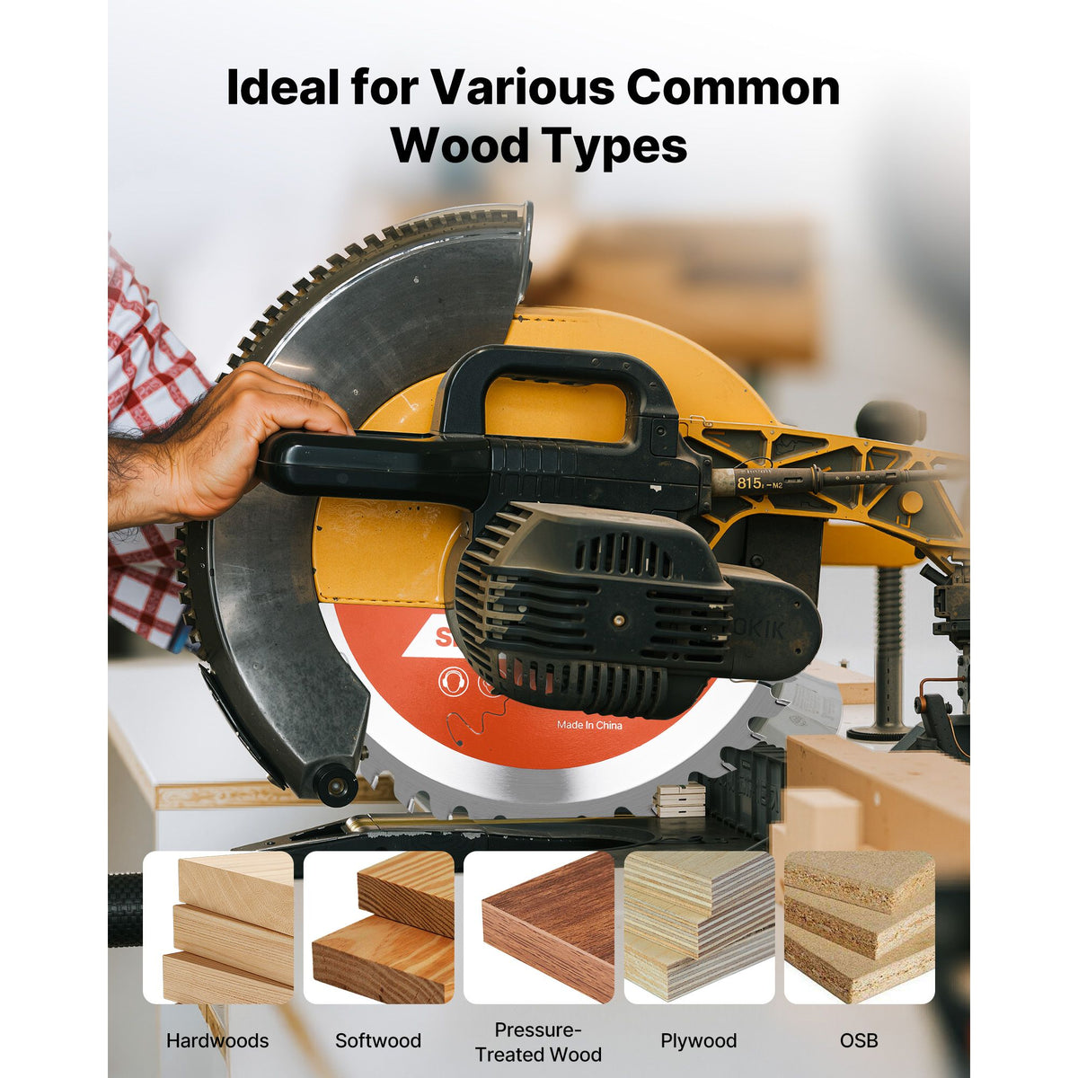 Circular Saw Blade, 203 mm Diameter, 42 Sharp Alloy Teeth, 25.4mm Arbor, Fine Finish, Wood Cutting Blade for Circular Saw, with Noise-Reducing Heat Vents, for Cutting Plywood, OSB, and Hardwood