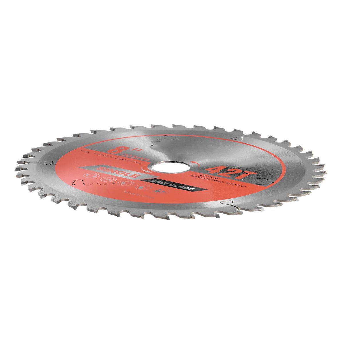 Circular Saw Blade, 203 mm Diameter, 42 Sharp Alloy Teeth, 25.4mm Arbor, Fine Finish, Wood Cutting Blade for Circular Saw, with Noise-Reducing Heat Vents, for Cutting Plywood, OSB, and Hardwood