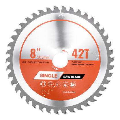 Circular Saw Blade, 203 mm Diameter, 42 Sharp Alloy Teeth, 25.4mm Arbor, Fine Finish, Wood Cutting Blade for Circular Saw, with Noise-Reducing Heat Vents, for Cutting Plywood, OSB, and Hardwood