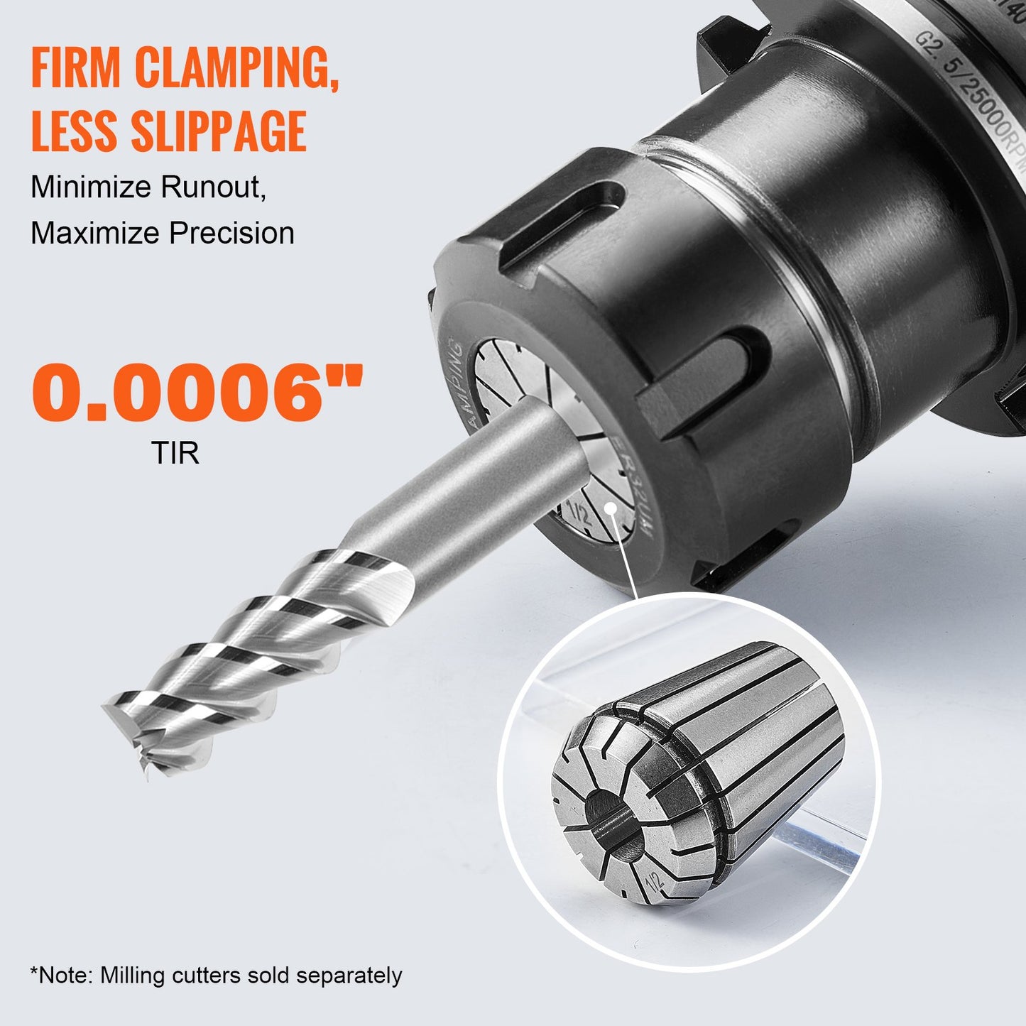 VEVOR 25 pcs ER32 Collet Set, 1/16''-13/16'', ER32 Spring Collet Chuck Set, 0.0006"/15 μm TIR Lathe Chuck Tool with 25 Labeled Storage Boxes, for CNC Engraving Machine Milling Lathe Tool Drill Press