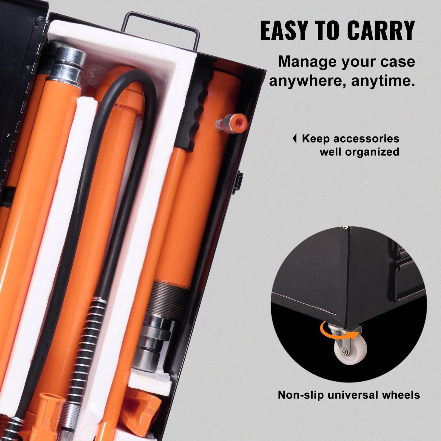 20 Ton Porta Power Kit, Portable Hydraulic Jack with 4.6 ft/1.4 m Oil Hose, Car Frame Repair Tool with Storage Case for Automotive, Heavy Equipment, Mechanic (44000 LBS)