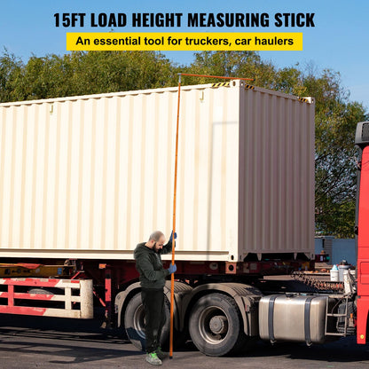 Load Height Measuring Stick, 15\' Sturdy Fiberglass Truck Height Stick with Adjustable Pole, Non-conductive Truck Height Measuring Stick with Carrying Bag, Height Stick for Trucks, Car Haulers