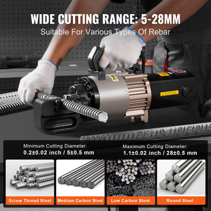2000W Electric Hydraulic Rebar Cutter Cutting up to 1.1 Inch 5-28mm