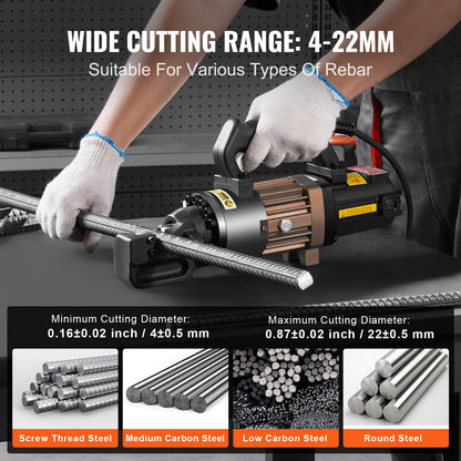 1500W Electric Hydraulic Rebar Cutter Cutting up to 7/8 Inch #7 4-22mm