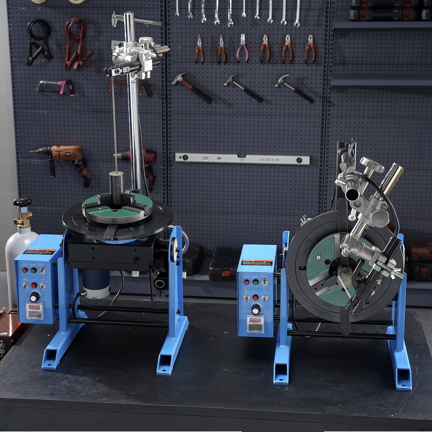 Rotary Welding Positioner 30KG, 0-90° Welding Positioning Turntable Table 1-12RPM 80W, with 12.4 Inch 3-Jaw Lathe Chuck & Welding Torch Stand Holder for Cutting, Grinding, Assembly, Testing