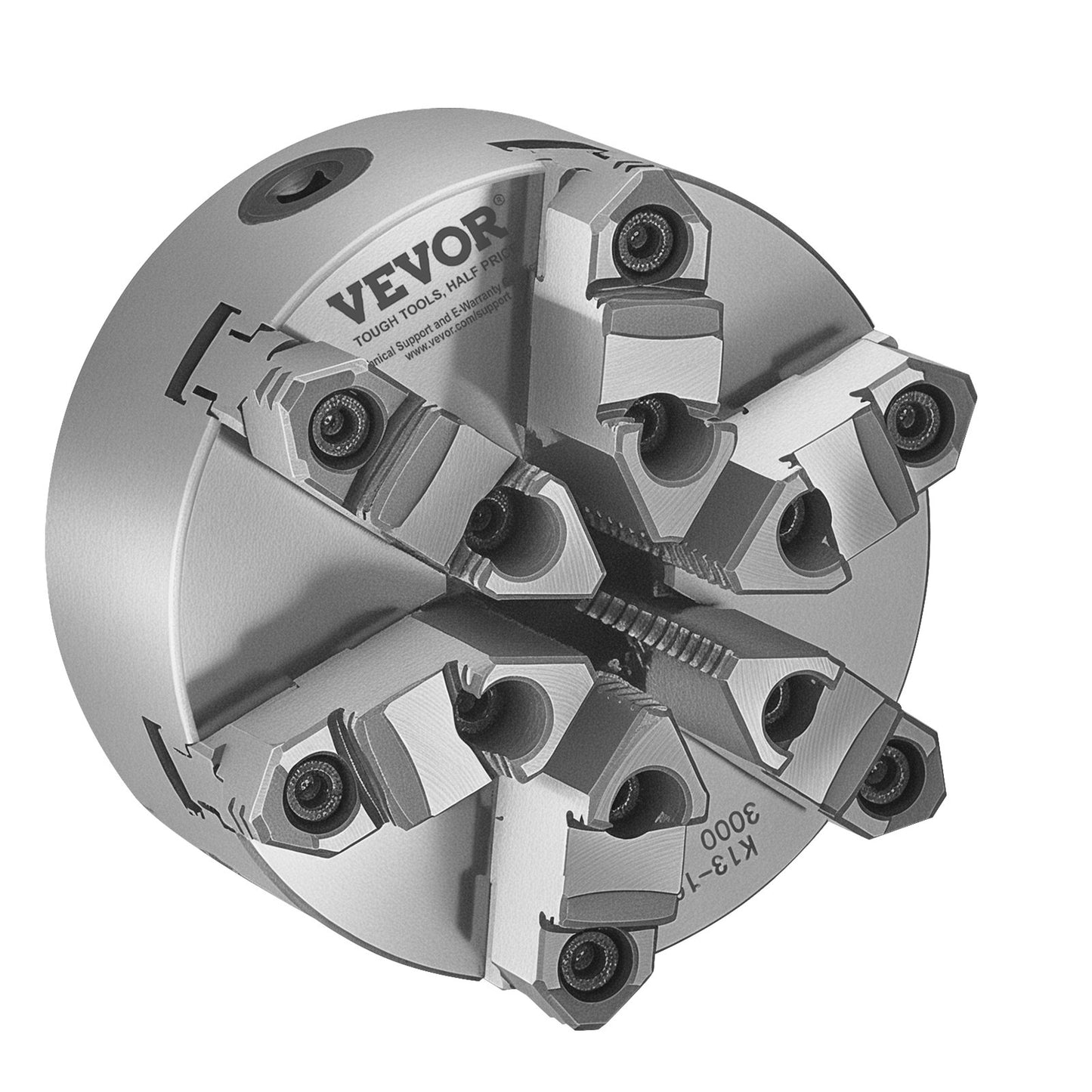 6-Jaw Lathe Chuck, 6 Inch (160 mm), Self-Centering Chuck with D1-4 Cam Lock Backing Plate, 0.12-5.71 in (3-145 mm) Clamping Range with T-wrench Screws, HT300 Material, for Wood Metal Lathe