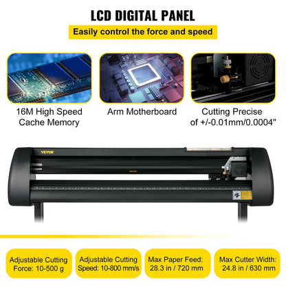 28 Inch Vinyl Cutter Machine With Floor Stand Vinly Sign Cutting Plotter Starter Bundle Kit Software Adjustable Force & Speed