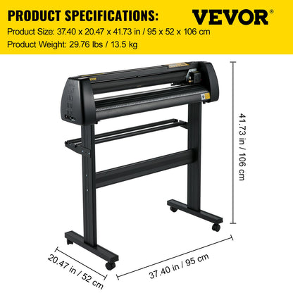 28 Inch Vinyl Cutter Machine With Floor Stand Vinly Sign Cutting Plotter Starter Bundle Kit Software Adjustable Force & Speed