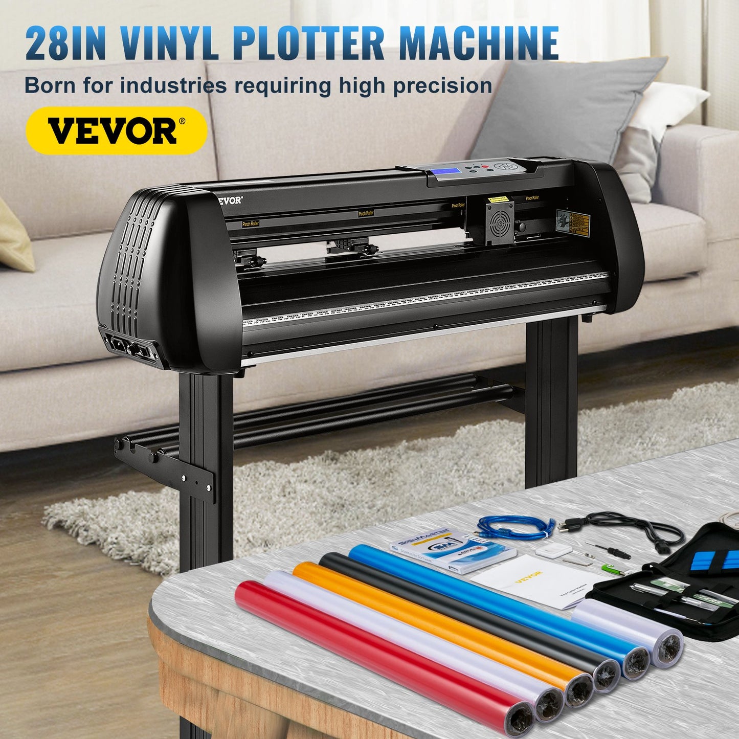 Vinyl Cutter Machine, 28in Offline Bluetooth Cutting Plotter Machine, 400in/10m Steel Roller Shaft Adjustable Speed Force, SignMaster Software Tool DIY Craft Kit for Sign Making Windows & Mobile