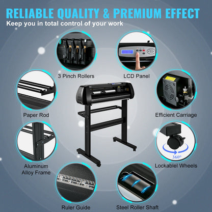 Vinyl Cutter Machine, 28in Offline Bluetooth Cutting Plotter Machine, 400in/10m Steel Roller Shaft Adjustable Speed Force, SignMaster Software Tool DIY Craft Kit for Sign Making Windows & Mobile
