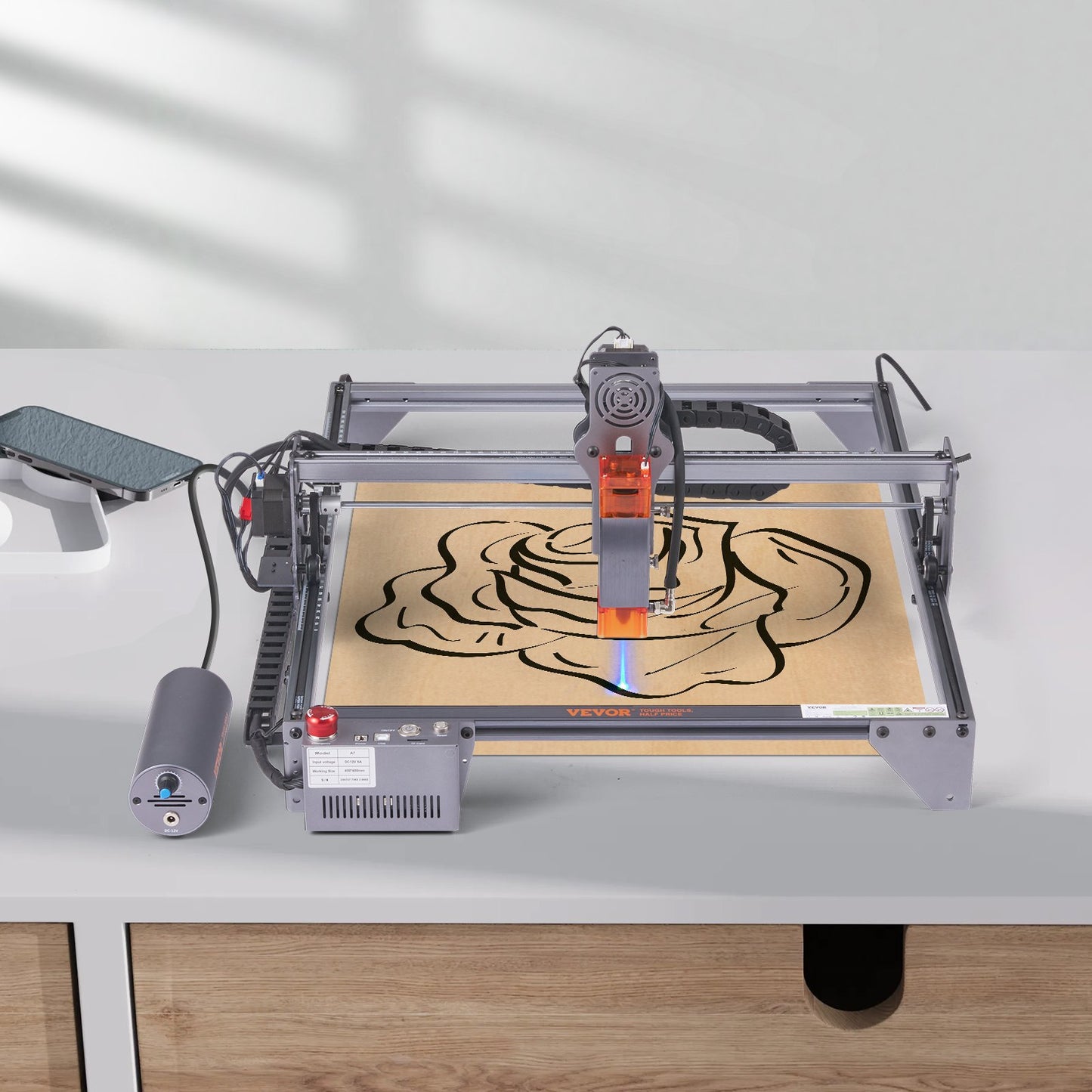 Laser Engraver, 10W Output Laser Engraving Machine, 15.7" x 15.7" Large Working Area, 10000mm/min Movement Speed, Compressed Spot with Rotary Roller, Laser Cutter for Wood, Metal, Acrylic