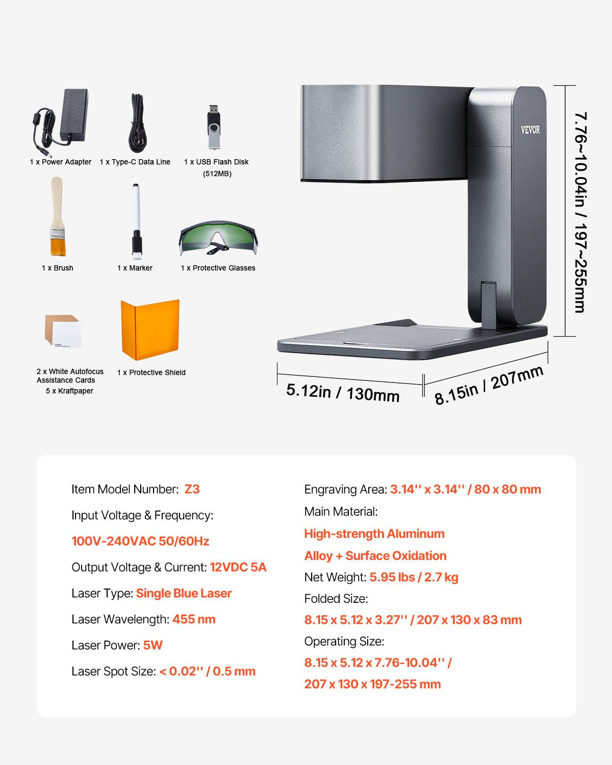 Portable Laser Engraver 600 mm/s 5W High Speed Handheld Engraving Machine