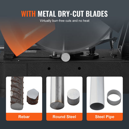 Chop Saw, 14"/355mm Blade Diameter Cut Off Saw, 2800W 1200RPM Steel Cutting Machine, Adjustable Dry Cut Chop Saw, Miter Saw for Cutting Metal Cold Cut Saw for Steel/Rebar/Iron/Aluminum