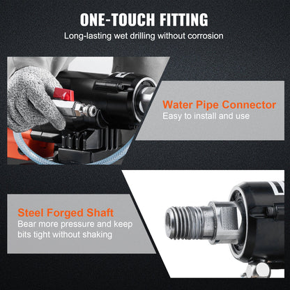 Diamond Core Drilling Machine, 8in Wet&Dry Concrete Core Drill Rig with Stand, 750RPM Speed & 1-1/4" 5/8" Thread & Lifting Handle, 8in Drilling Diameter for Concrete Brick Block Stone, 2500W