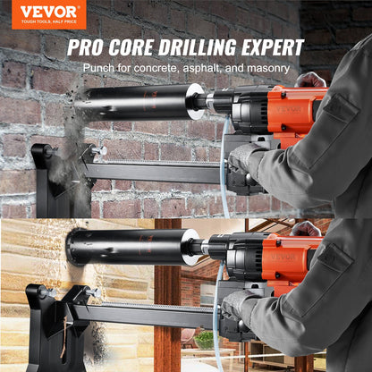 Diamond Core Drilling Machine, 10in Wet Concrete Core Drill Rig with Stand Wheels, 750RPM Speed & 1-1/4" Thread & Lifting Handle, 10in Drilling Diameter for Concrete Brick Block Stone, 2500W