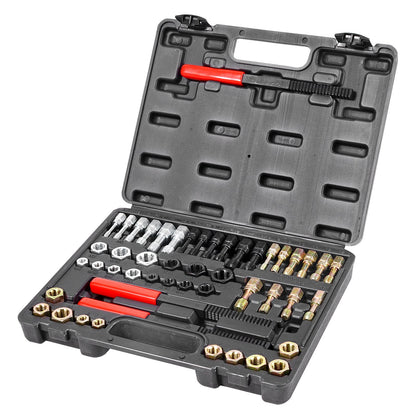 VEVOR 49-Piece Thread Chaser Set, UNC UNF and Metric Thread Restorer Tool, Rethreading Tool Kit with 22 Taps 24 Dies 3 Thread Files Storage Case, Heat Treated Steel, for Mechanics DIY Enthusiasts