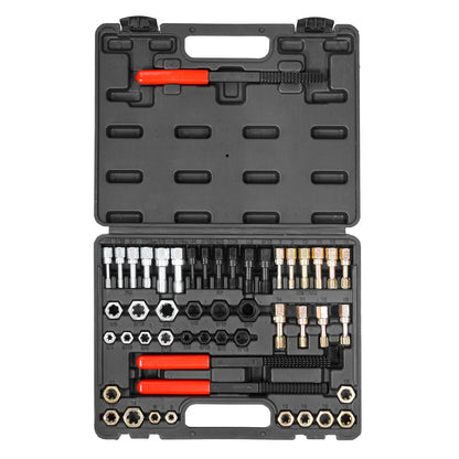 VEVOR 49-Piece Thread Chaser Set, UNC UNF and Metric Thread Restorer Tool, Rethreading Tool Kit with 22 Taps 24 Dies 3 Thread Files Storage Case, Heat Treated Steel, for Mechanics DIY Enthusiasts