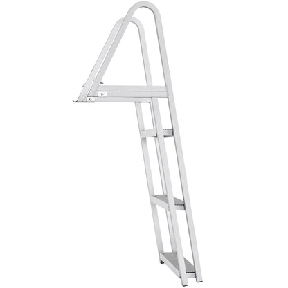 Dock Ladder, Removable 3 Steps, 159 kg Load Capacity, Aluminum Alloy Pontoon Boat Ladder with 101.6 mm Wide Step & Nonslip Rubber Mat, Easy to Install for Ship/Lake/Pool/Marine Boarding