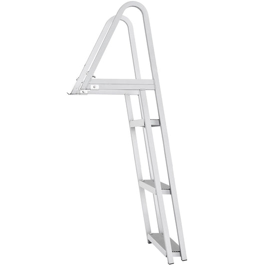 Dock Ladder, Removable 3 Steps, 159 kg Load Capacity, Aluminum Alloy Pontoon Boat Ladder with 101.6 mm Wide Step & Nonslip Rubber Mat, Easy to Install for Ship/Lake/Pool/Marine Boarding