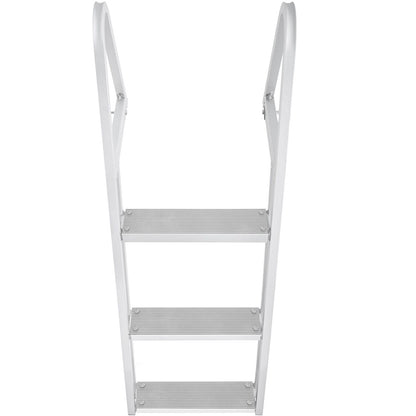 Dock Ladder, Removable 3 Steps, 159 kg Load Capacity, Aluminum Alloy Pontoon Boat Ladder with 101.6 mm Wide Step & Nonslip Rubber Mat, Easy to Install for Ship/Lake/Pool/Marine Boarding