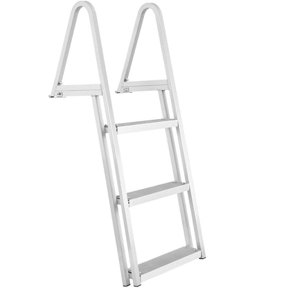 Dock Ladder, Removable 3 Steps, 159 kg Load Capacity, Aluminum Alloy Pontoon Boat Ladder with 101.6 mm Wide Step & Nonslip Rubber Mat, Easy to Install for Ship/Lake/Pool/Marine Boarding