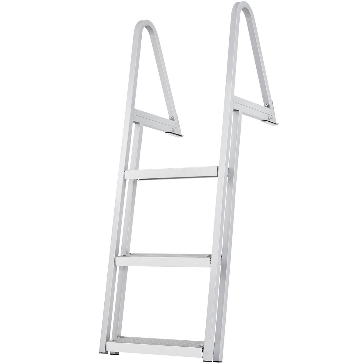 Dock Ladder, Removable 3 Steps, 159 kg Load Capacity, Aluminum Alloy Pontoon Boat Ladder with 101.6 mm Wide Step & Nonslip Rubber Mat, Easy to Install for Ship/Lake/Pool/Marine Boarding
