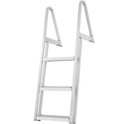 Dock Ladder, Removable 3 Steps, 159 kg Load Capacity, Aluminum Alloy Pontoon Boat Ladder with 101.6 mm Wide Step & Nonslip Rubber Mat, Easy to Install for Ship/Lake/Pool/Marine Boarding