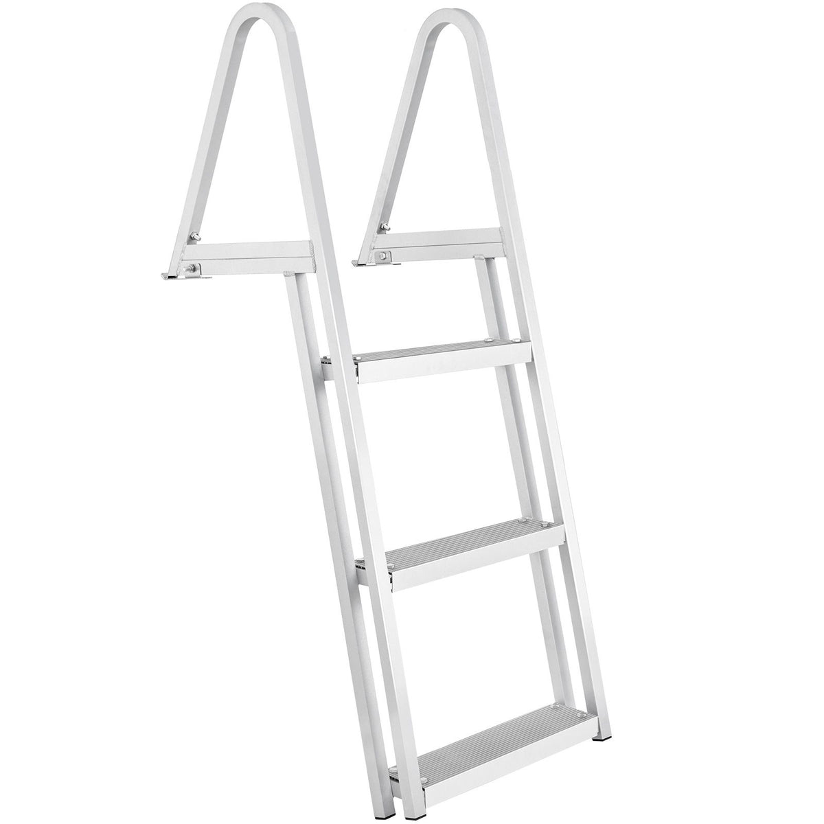 Dock Ladder, Removable 3 Steps, 159 kg Load Capacity, Aluminum Alloy Pontoon Boat Ladder with 101.6 mm Wide Step & Nonslip Rubber Mat, Easy to Install for Ship/Lake/Pool/Marine Boarding