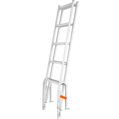 Dock Ladder Flip Up 5 Steps, 350lbs Load Capacity, Aluminum Pontoon Boat Ladder with 4" Wide Step & Nonslip Rubber Mat,Swimm Step Ladder for Ship/Lake/Pool/Marine Boarding