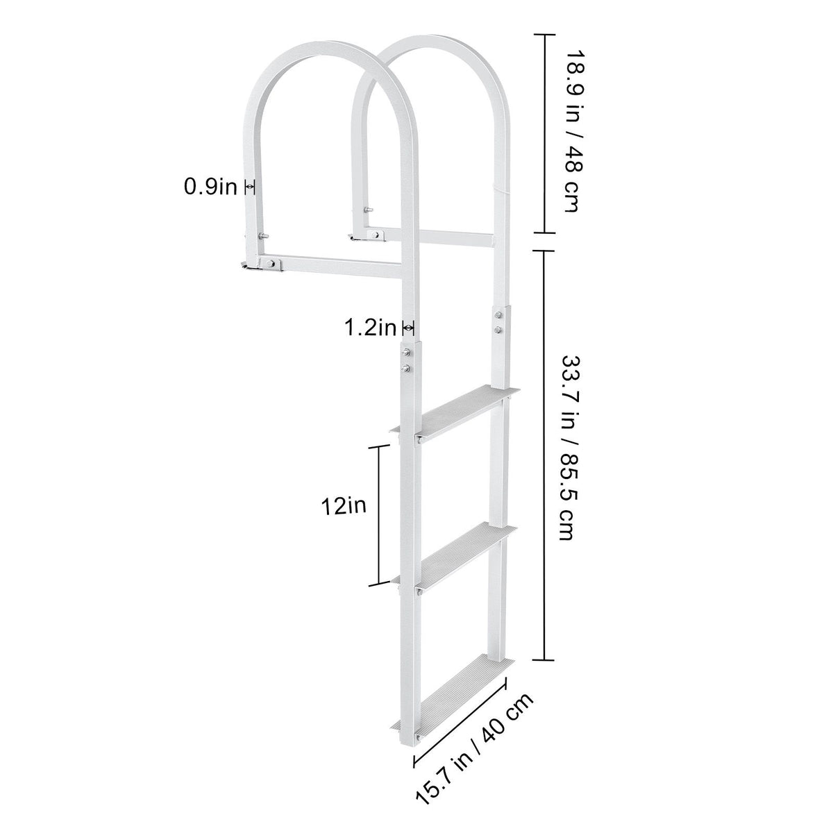 Dock Ladder, Removable 3 Steps, 227 kg Load Capacity, Aluminum Alloy Pontoon Boat Ladder with 7.9 cm Wide Step & Nonslip Rubber Mat, Easy to Install for Ship/Lake/Pool/Marine Boarding