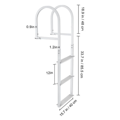 Dock Ladder, Removable 3 Steps, 227 kg Load Capacity, Aluminum Alloy Pontoon Boat Ladder with 7.9 cm Wide Step & Nonslip Rubber Mat, Easy to Install for Ship/Lake/Pool/Marine Boarding