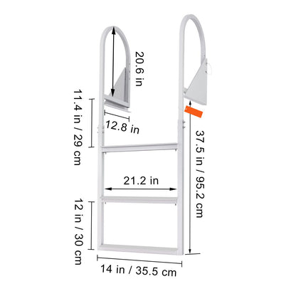 Dock Ladder, Flip-Up 3 Steps, 159 kg Load Capacity, Aluminum Alloy Pontoon Boat Ladder with 50.8 mm Wide Step & Nonslip Rubber Mat, Easy to Install for Ship/Lake/Pool/Marine Boarding