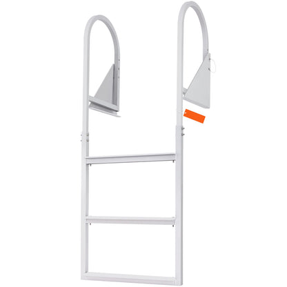 Dock Ladder, Flip-Up 3 Steps, 159 kg Load Capacity, Aluminum Alloy Pontoon Boat Ladder with 50.8 mm Wide Step & Nonslip Rubber Mat, Easy to Install for Ship/Lake/Pool/Marine Boarding