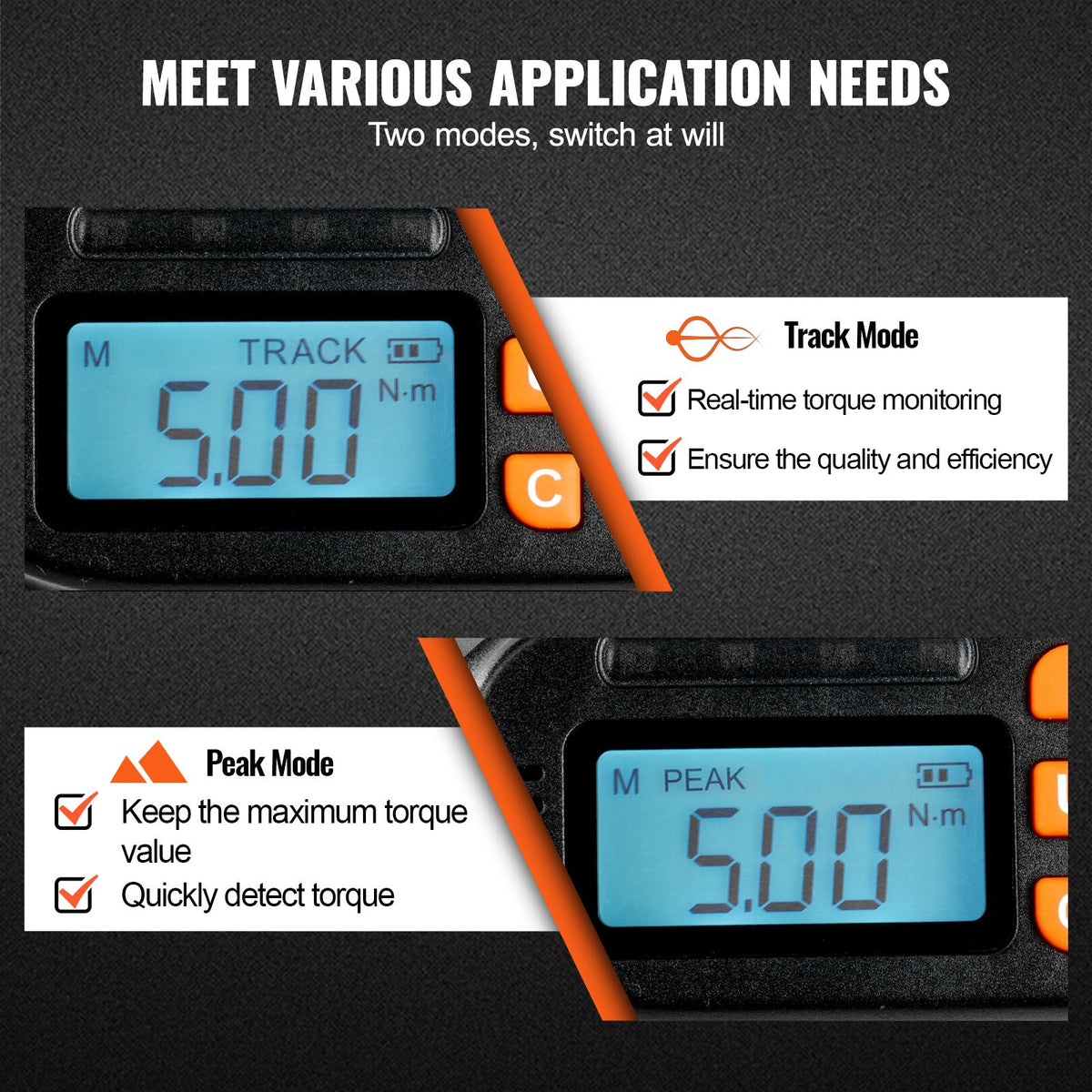 Digital Torque Screwdriver 1/4" Range 2.65-70.67in/lb w/ 0.01N.m Increment