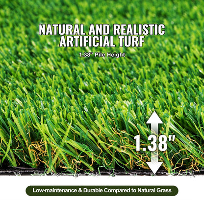 Artifical Grass, 6 x 10 ft Rug Green Turf, 1.38"Fake Door Mat Outdoor Patio Lawn Decoration, Easy to Clean with Drainage Holes, Perfect For Multi-Purpose Home Indoor Entryway Scraper Dog Mats